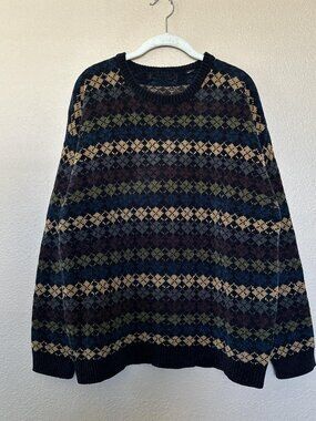 Men's Burgundy and Navy Jumper